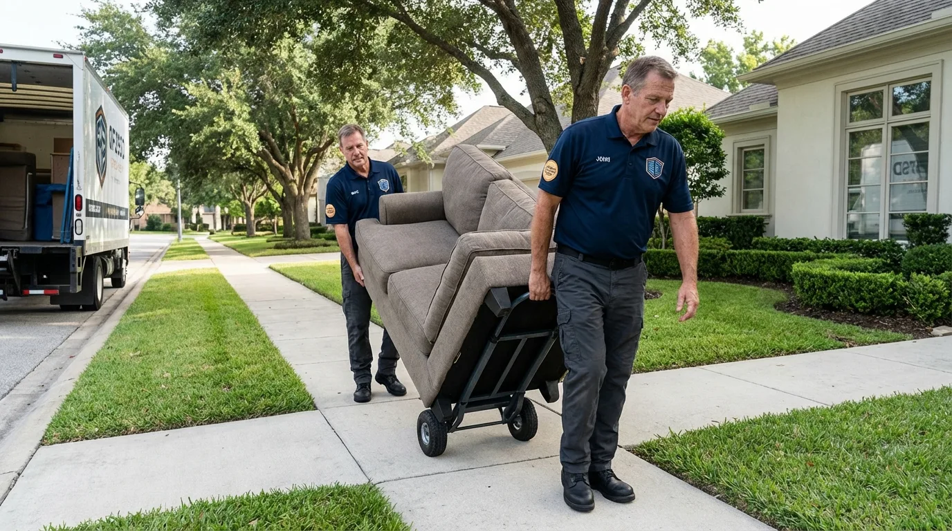 Local residential moving crew loading furniture in East Haven, CT